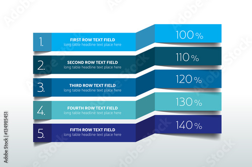 Table, schedule design template with 5 row. Vector banner.