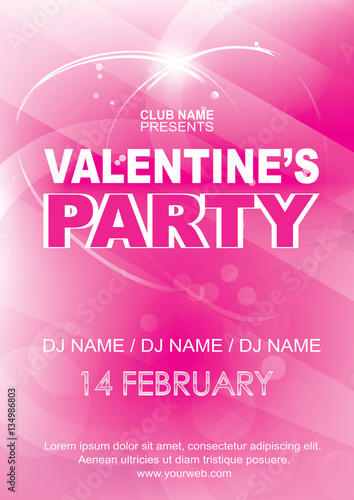 Night party poster template, Abstract pink background.