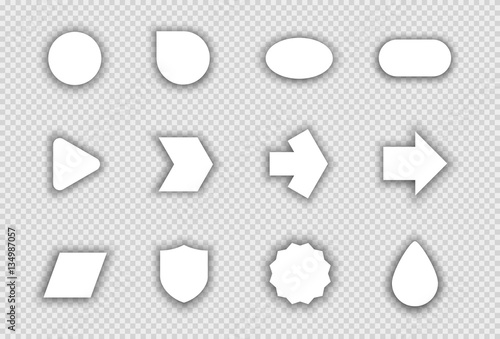 Vector Set of White Shapes With Transparent Shadows A