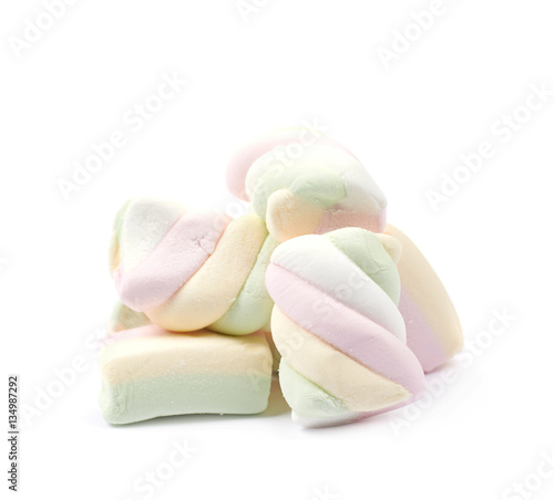 Pile of marshmallow candies isolated