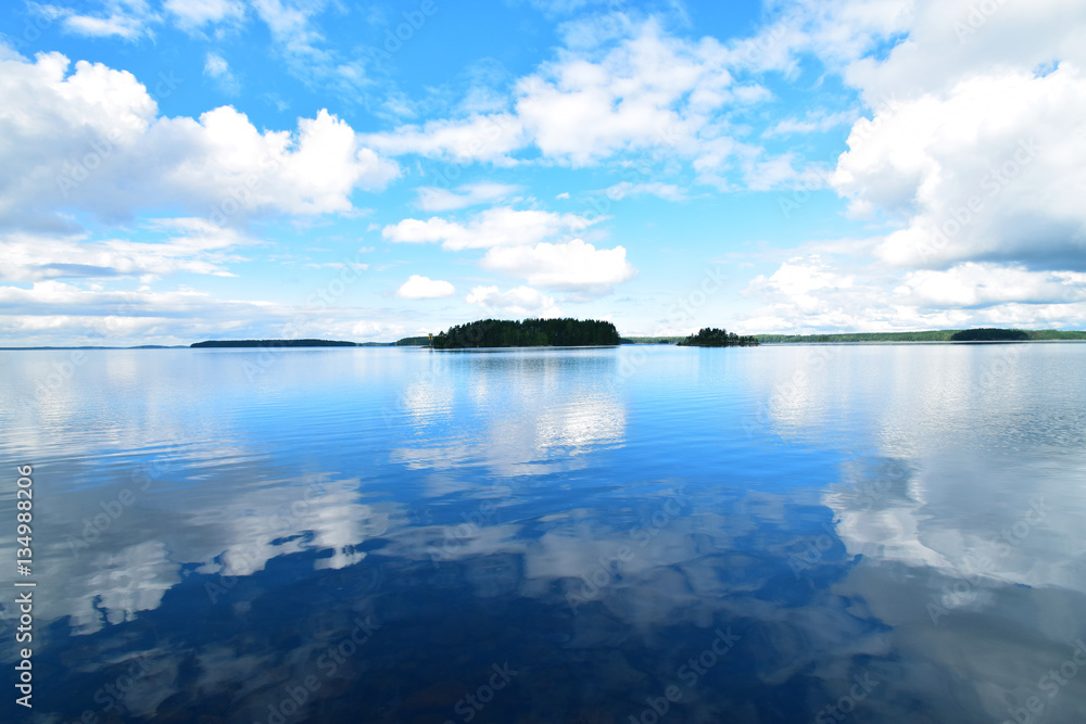 Finish island, scandinavian nature, water lake