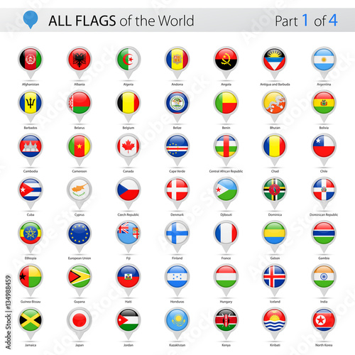 All World Vector Round Flag Pins - Collection