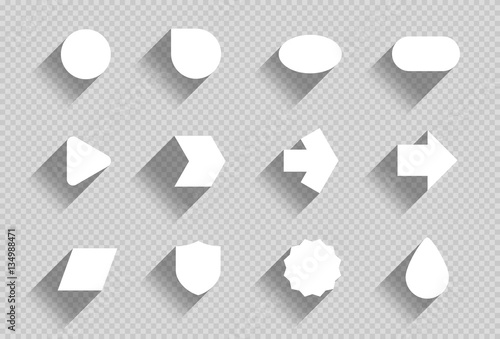 Vector Set of Flat White Shapes With Transparent Shadows A
