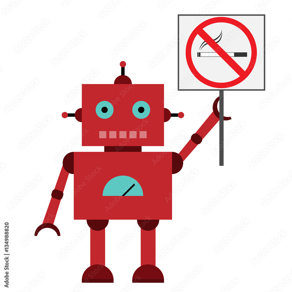 Naklejka premium Vector illustration of a toy Robot with no smoke symbol