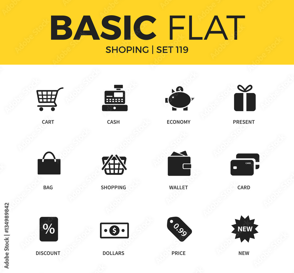 Fotografie Basic set of Shopping icons