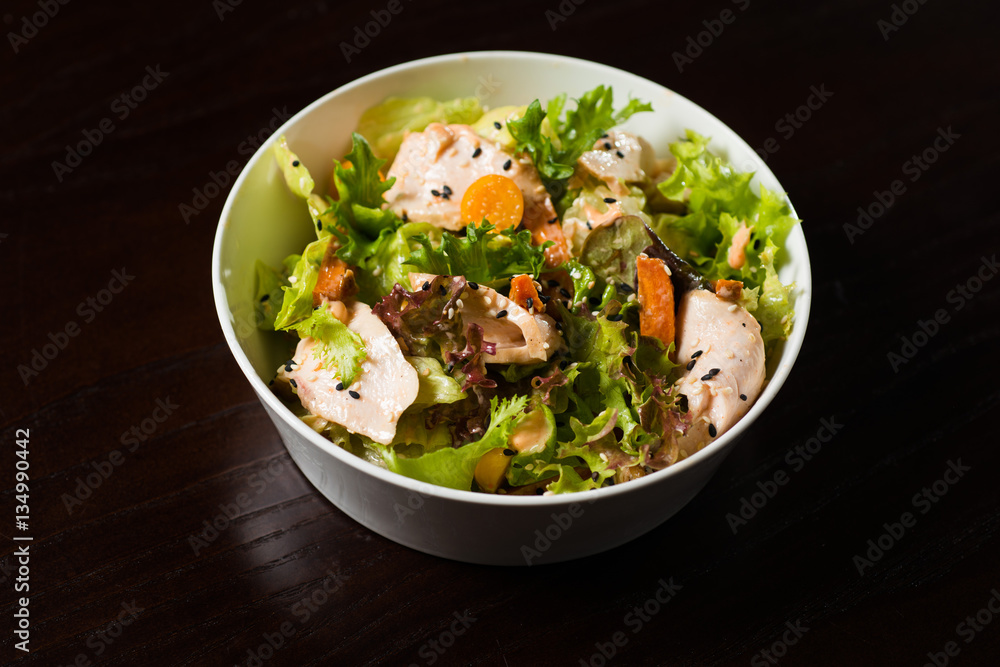 salad of chicken and vegetables with herbs salad of chicken and vegetables with herbs
