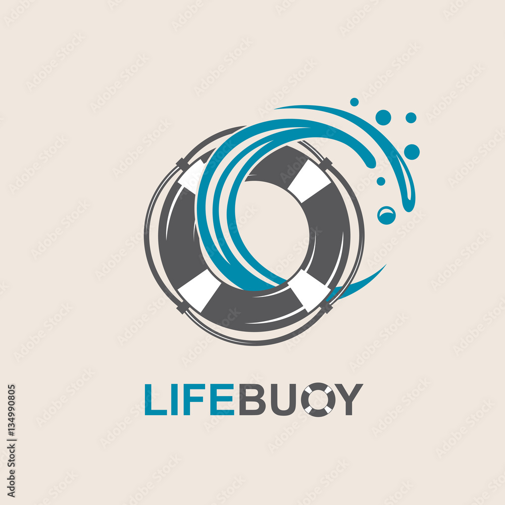 lifebuoy design element with sea waves lifebuoy design element with sea waves