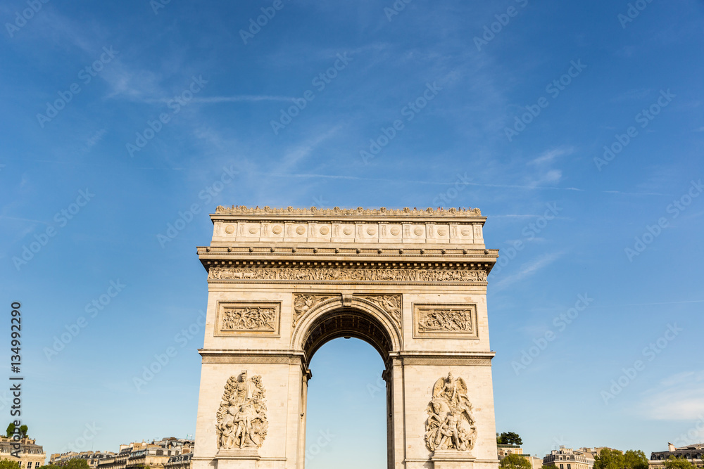 Arc de Triomphe in Paris on a sunny day