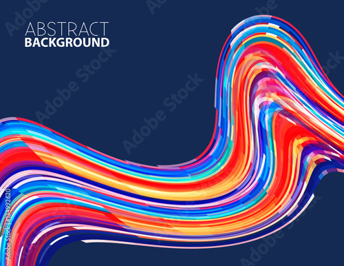 Abstract multicolored stream on a blue. Vector wave