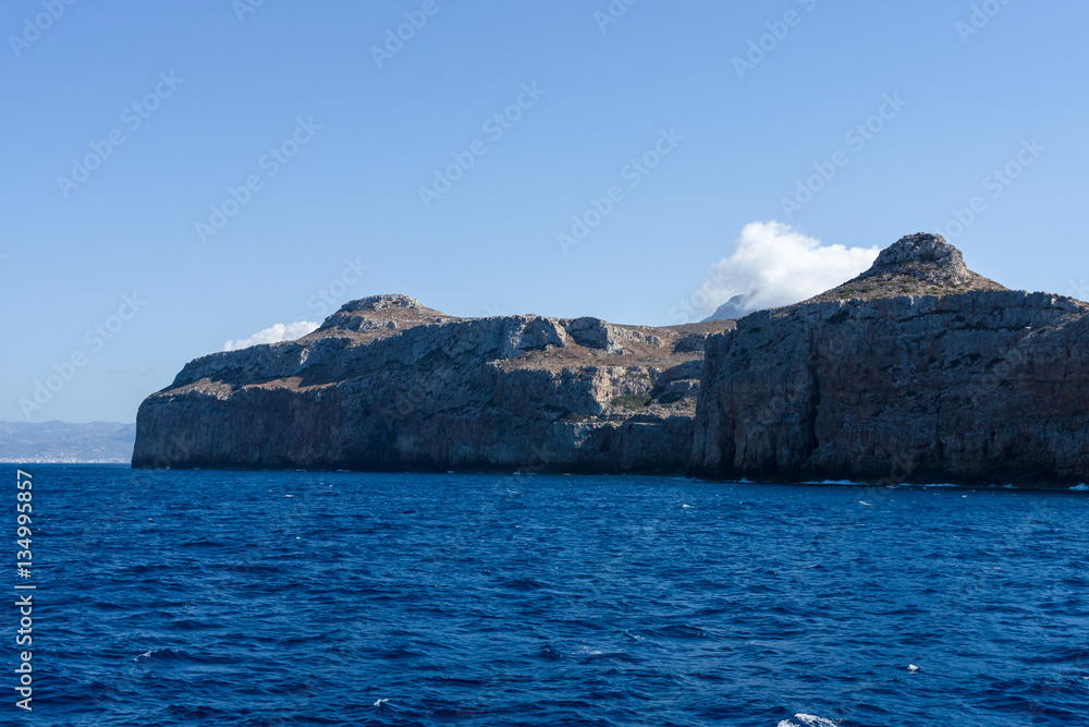 Seascape. View from the sea on the west coast of Crete. Greece.