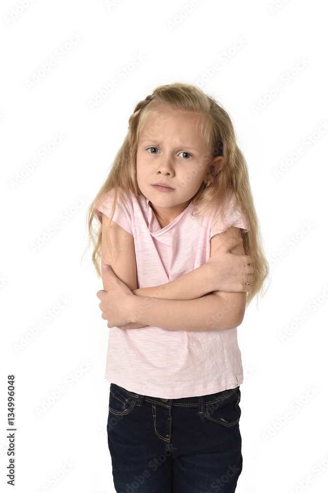 young little child girl having cold gesturing and trembling isolated on white background young little child girl having cold gesturing and trembling isolated on white background