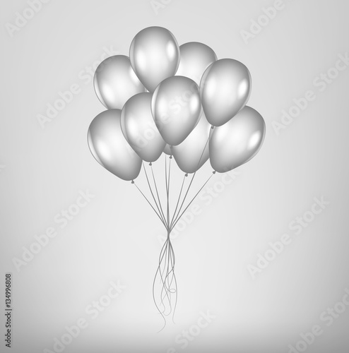 Realistic Gray Bunch of Birthday / Black Friday Sale Balloons Fl