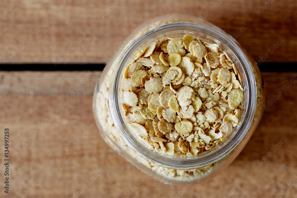organic soy flakes in jar organic soy flakes in jar