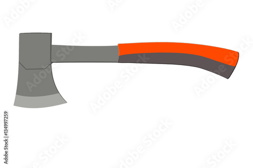 flat gray icon with an ax without a background. workhouse equipment