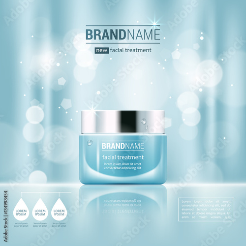 Facial cream glass jar realistic vector illustration isolated on