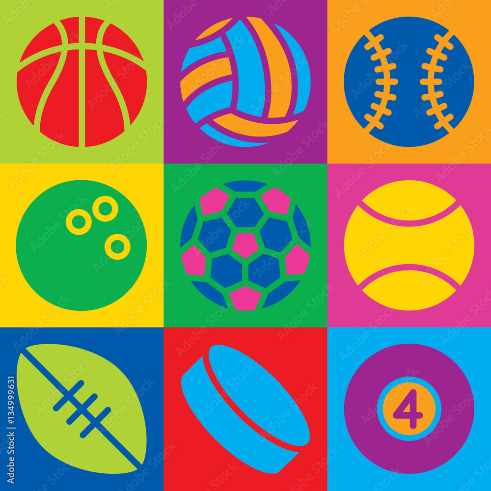 Pop Art Sports Balls Stock Vector | Adobe Stock
