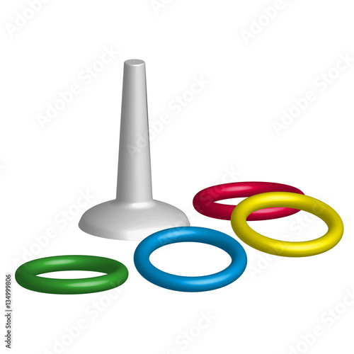 Game throwing rings toys in 3D, vector