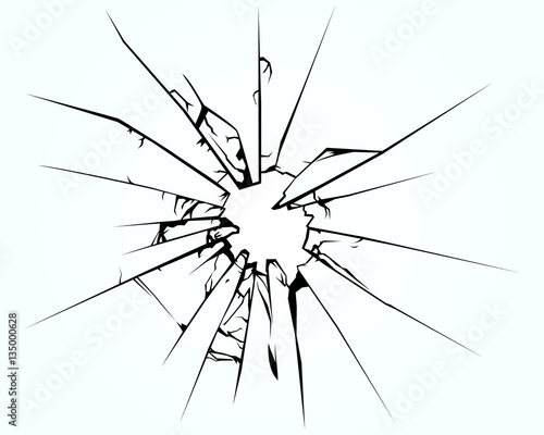 Broken window pane or glass