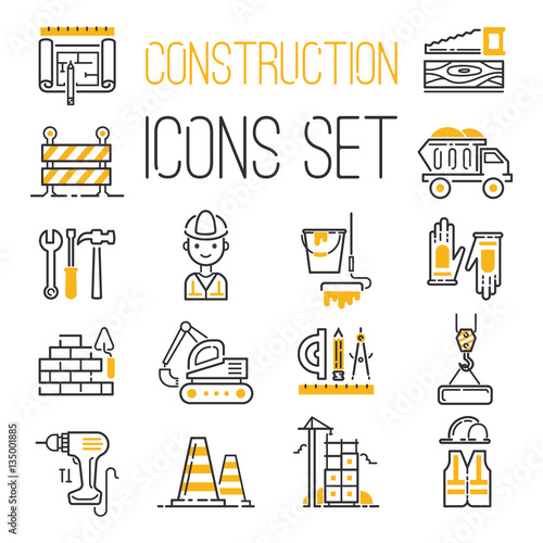 Construction icons set vector.