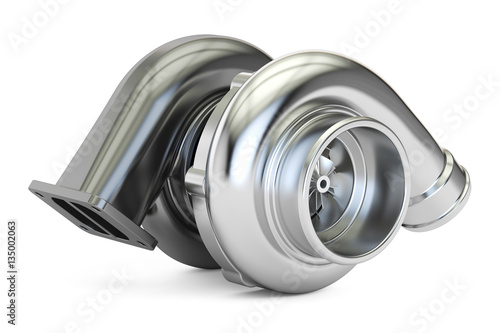 Car turbocharger, 3D rendering