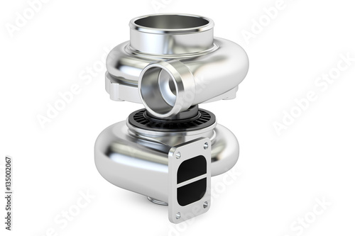 Car turbocharger closeup, 3D rendering photo