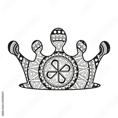 Vector illustration of a crown mandala for coloring book, corona mandala vettoriale da colorare