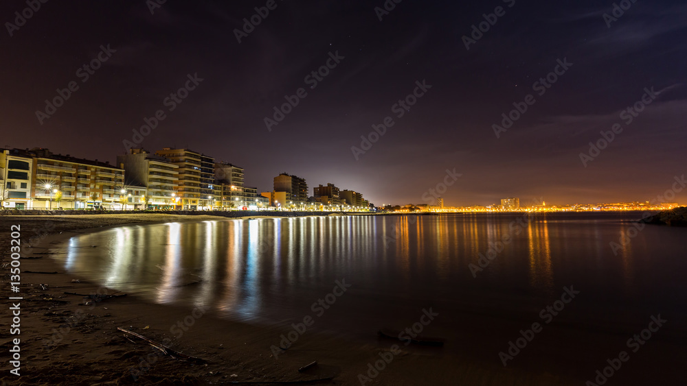 Night scene on the Coasta Brava in Spain (town Palamos)
