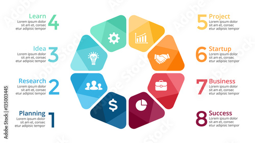 Vector circle arrows infographic, cycle diagram, graph, presentation chart template. Business concept with 8 options, parts, steps, processes.