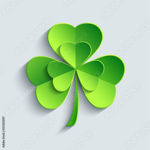 3d Patricks clover isolated on grey background