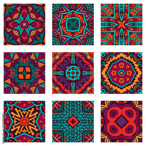 Seamless geometric flower Ethnic pattern background