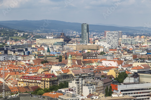 View of Bratislava with a cable-stayed bridge