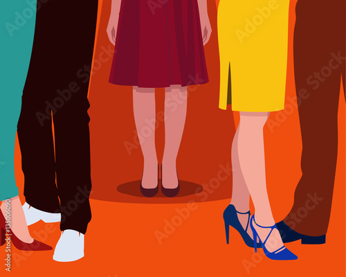 Lonely girl surrounded by couples in a party