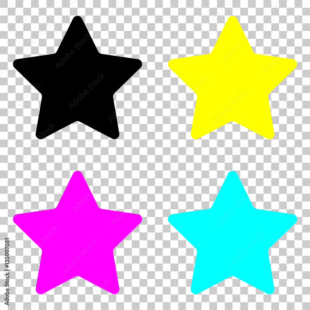 Obraz premium Star icon. Colored set of cmyk icons on transparent background.
