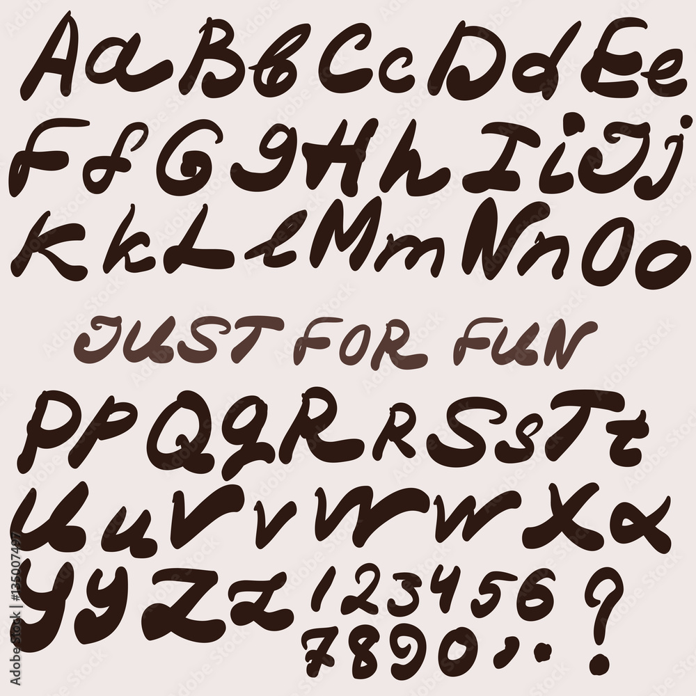 Handwriting brush font. Vector alphabet Handwriting brush font. Vector alphabet