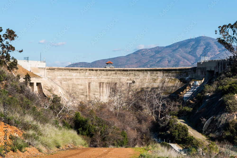Wilderness foliage with San Miguel Mountain and Sweetwater dam in San Diego, California.  
