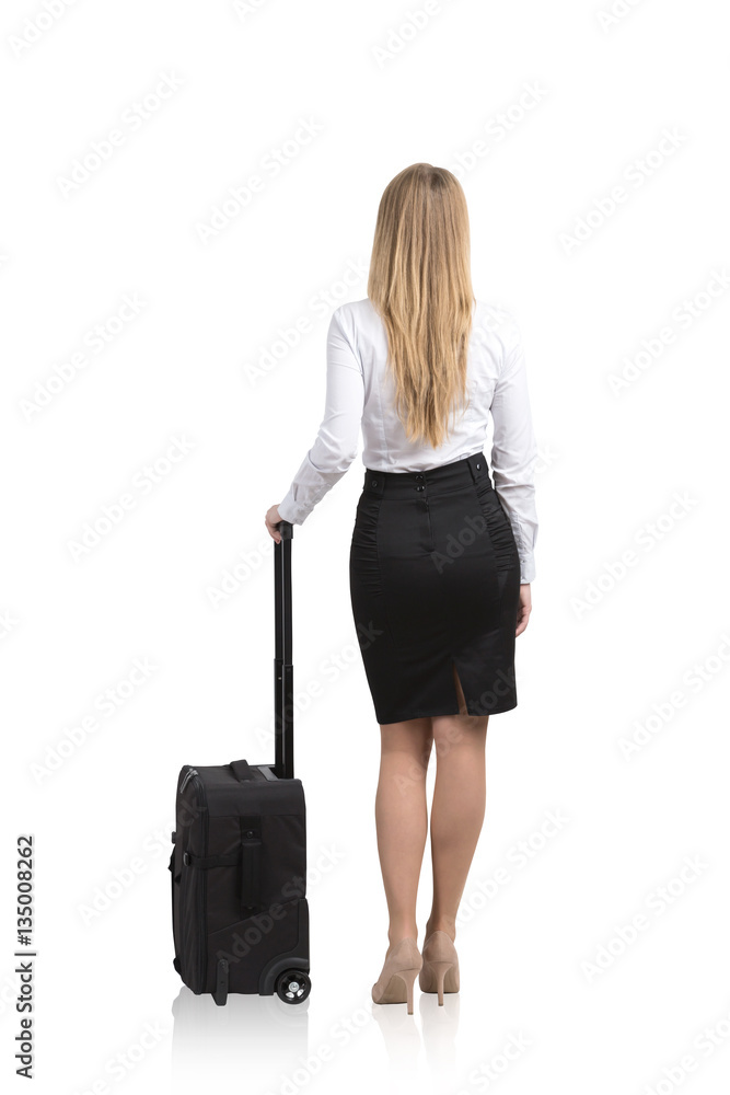 Woman with a suitcase, isolated Woman with a suitcase, isolated