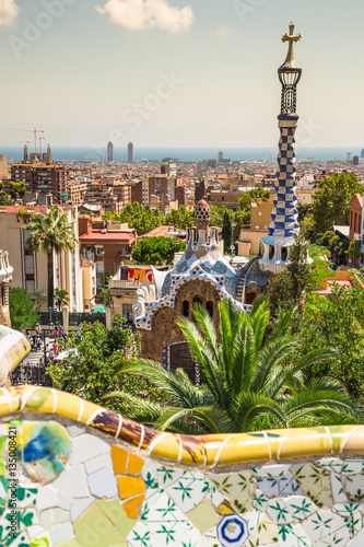 The famous park Guell in Barcelona, Spain