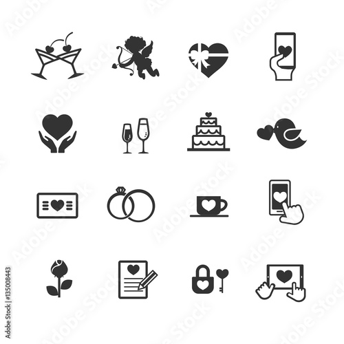 Set of valentine day for love and wedding card decoration icon v