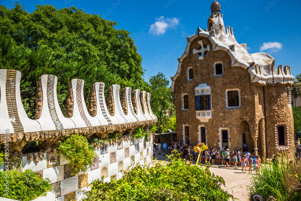 The famous park Guell in Barcelona, Spain