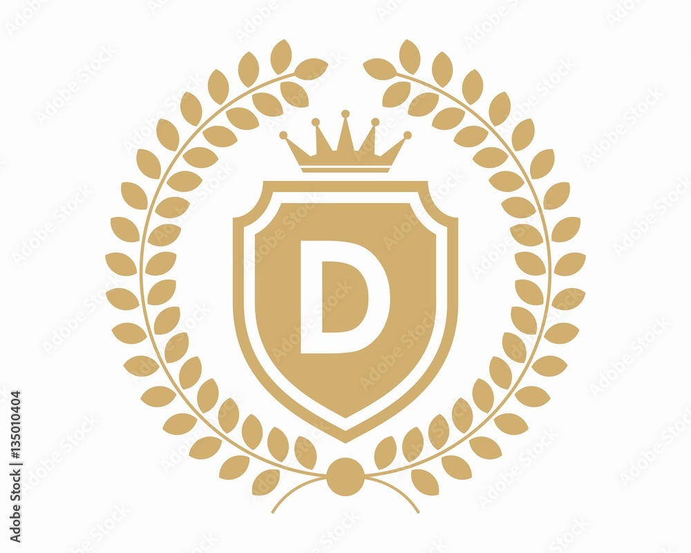 initial D crest with crown Heraldic Elegant Logo Stock Vector | Adobe Stock