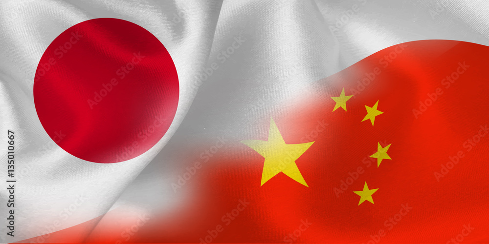 日本中国国旗背景stock Vector Adobe Stock