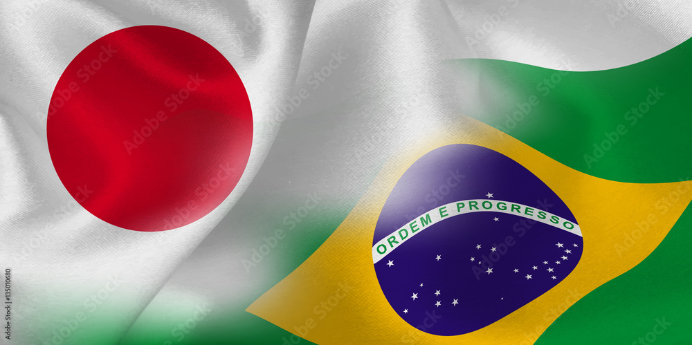 日本ブラジル国旗背景stock Vector Adobe Stock