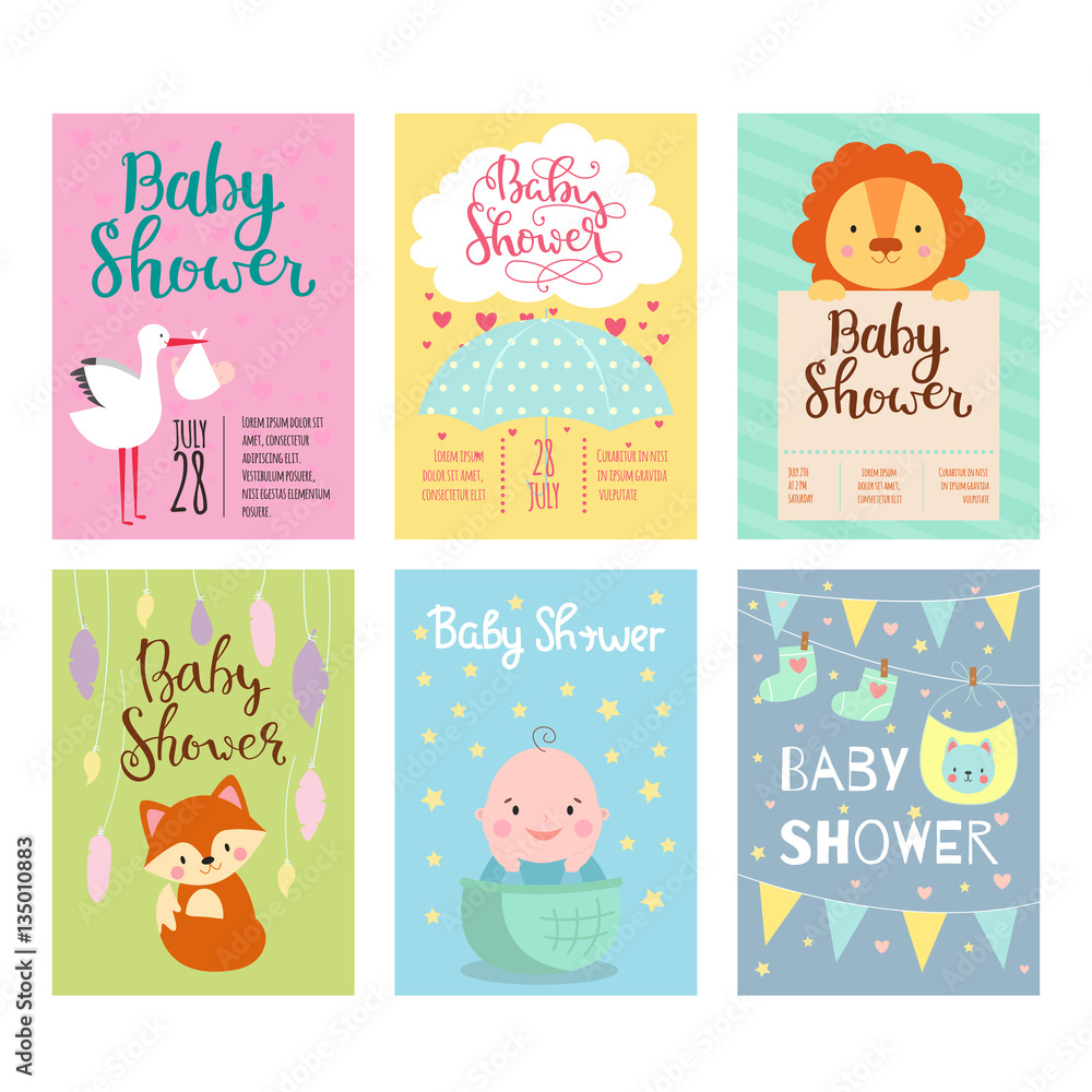 Baby shower invitation vector card. Baby shower invitation vector card.