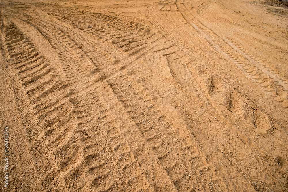 wheel track on the sand wheel track on the sand