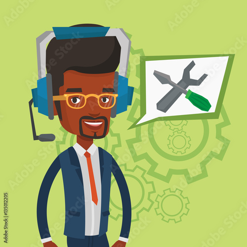Technical support operator vector illustration.