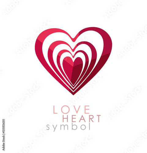 Heart reiteration inside itself. Optical illusion. Vector icon love symbol.