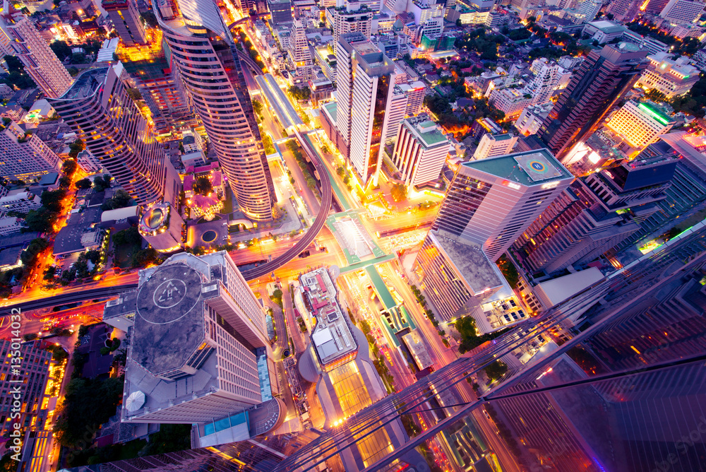 Bangkok business district abstract photography.