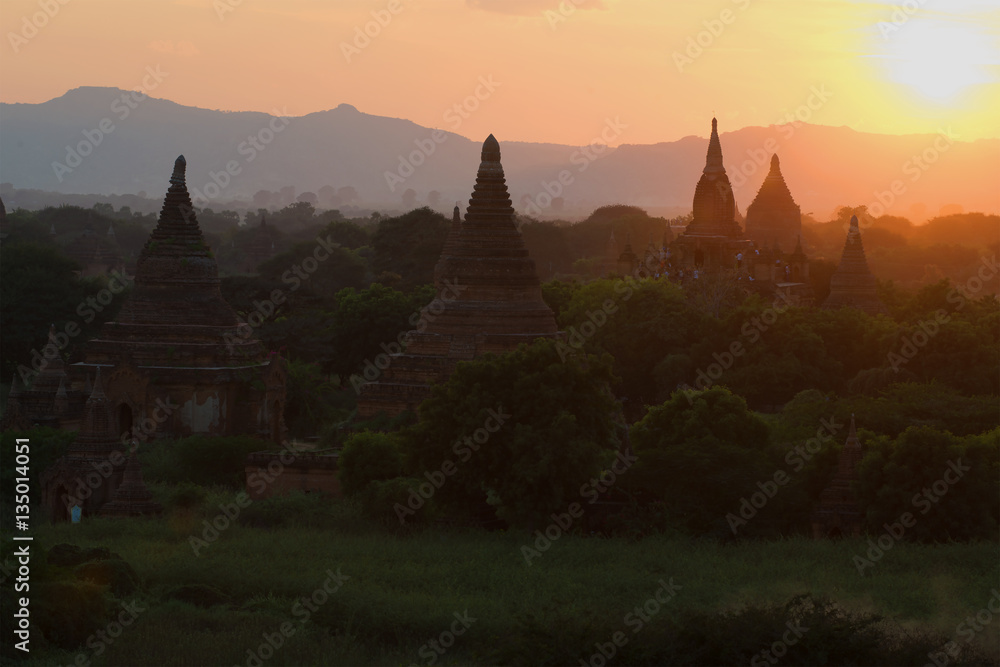 Sunset in Old Bagan. Myanmar