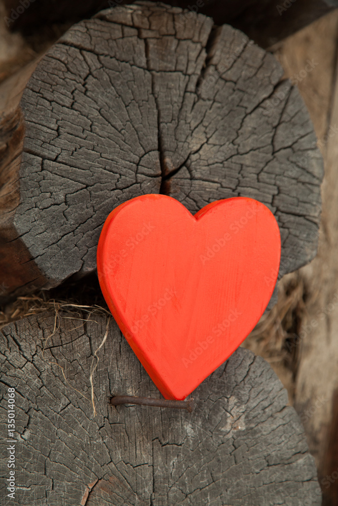 Red heart on a rustic wooden background. St. Valentine's Day Red heart on a rustic wooden background. St. Valentine's Day