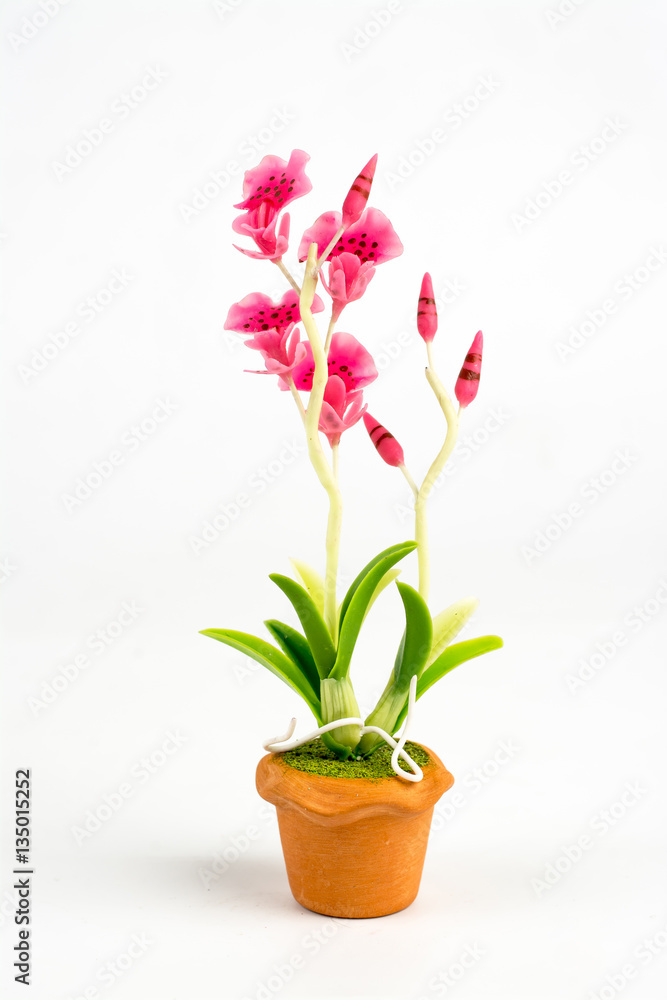 ORCHID Flower Plant in Pot Dollhouse Miniatures Garden